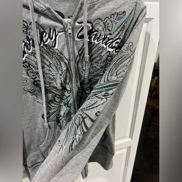 Harley Davidson women’s reversible zip up hoodie. - Picture 5 of 6